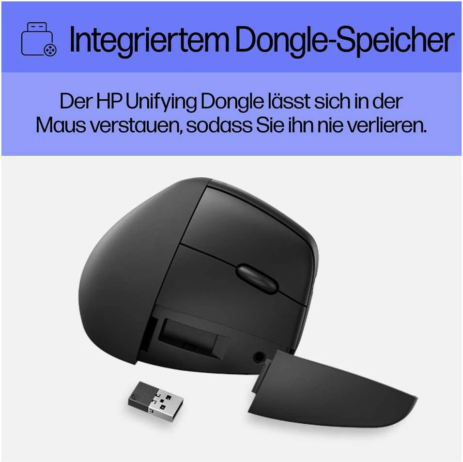Hewlett Packard (HP) HP 920 Belaidė pelė, Ergonomic, Vertical - Juodas