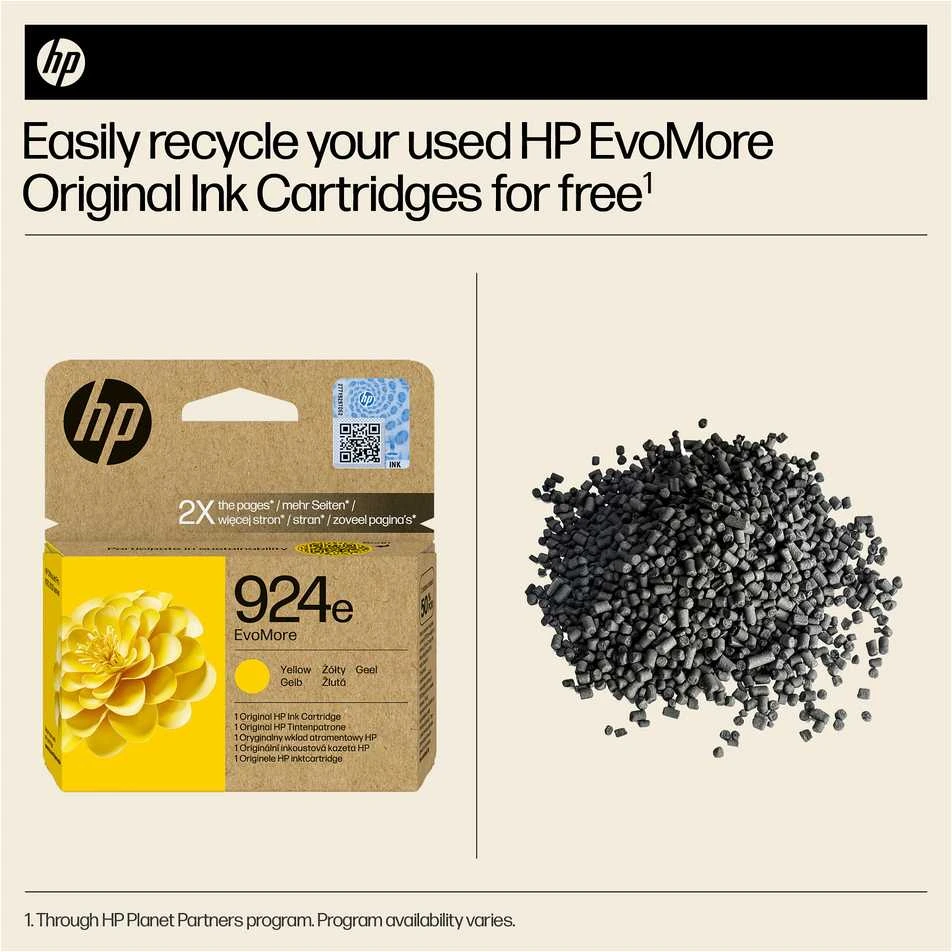 Hewlett Packard (HP) HP 924E EVOMORE Geltonas/EN/FR/IT/PT/ES rašalo kasetė