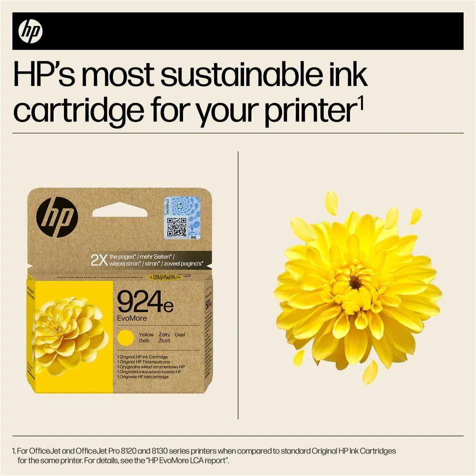 Hewlett Packard (HP) HP 924E EVOMORE Geltonas/EN/FR/IT/PT/ES rašalo kasetė