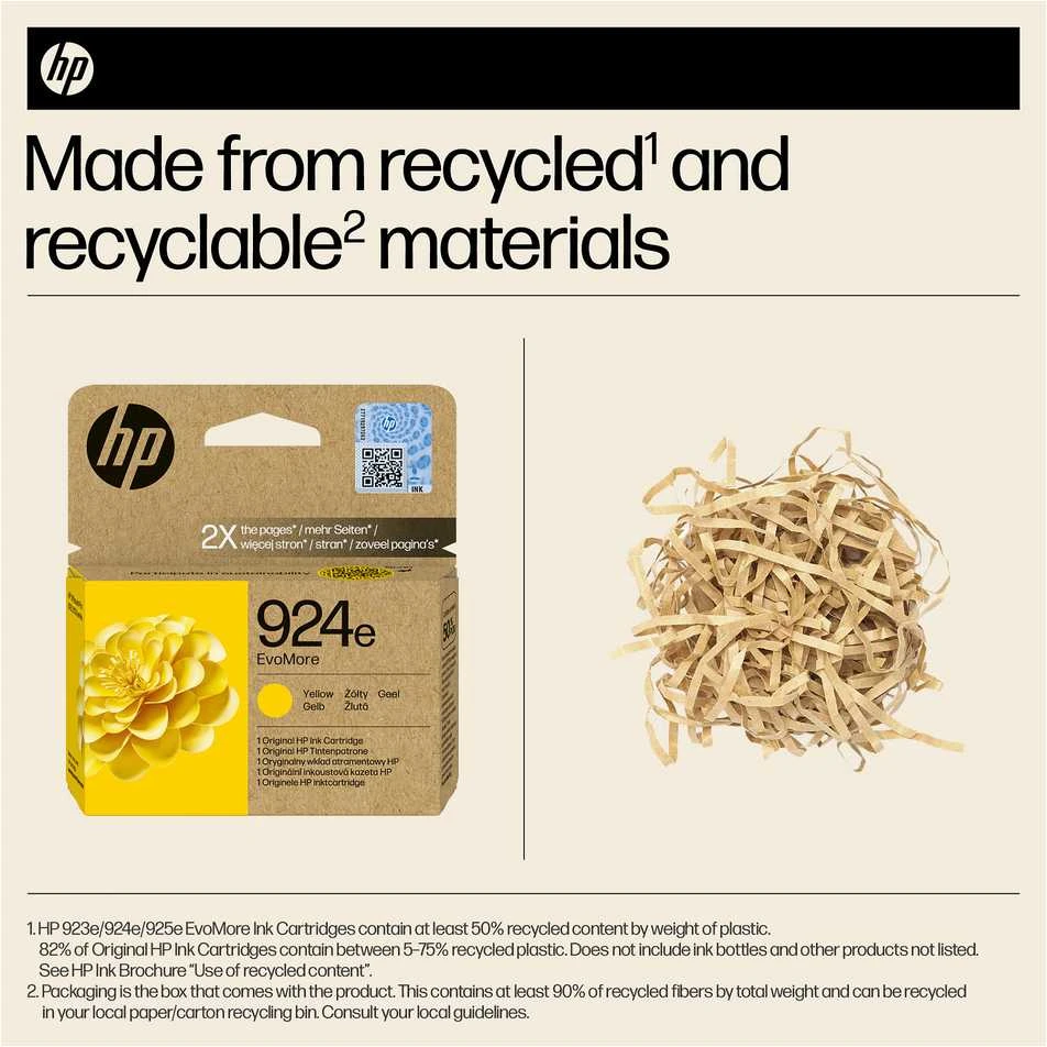 Hewlett Packard (HP) HP 924E EVOMORE Geltonas/EN/FR/IT/PT/ES rašalo kasetė