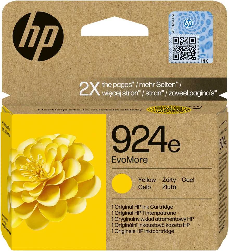 Hewlett Packard (HP) HP 924E EVOMORE Geltonas/EN/FR/IT/PT/ES rašalo kasetė