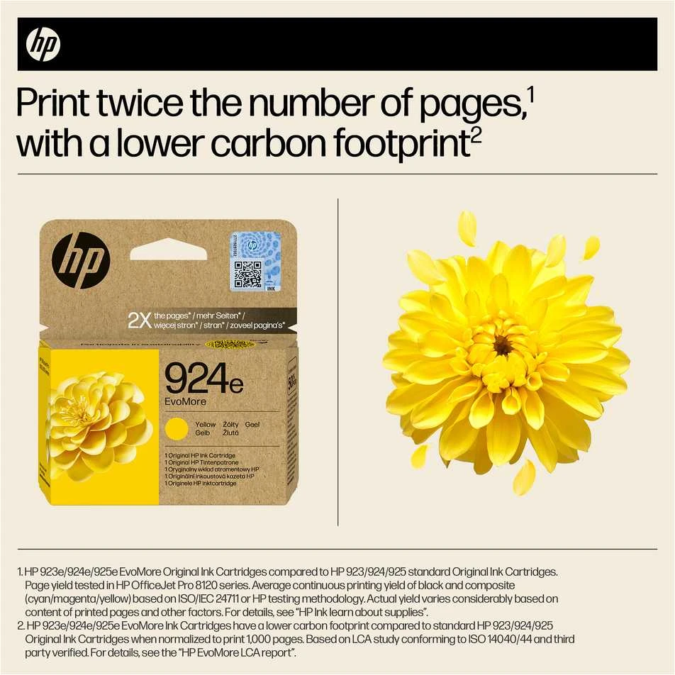 Hewlett Packard (HP) HP 924E EVOMORE Geltonas/EN/FR/IT/PT/ES rašalo kasetė