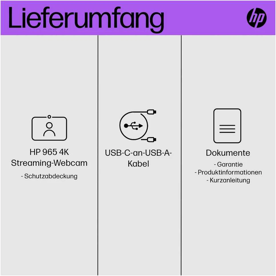 Hewlett Packard (HP) HP 965 4K srautinio perdavimo internetinė kamera