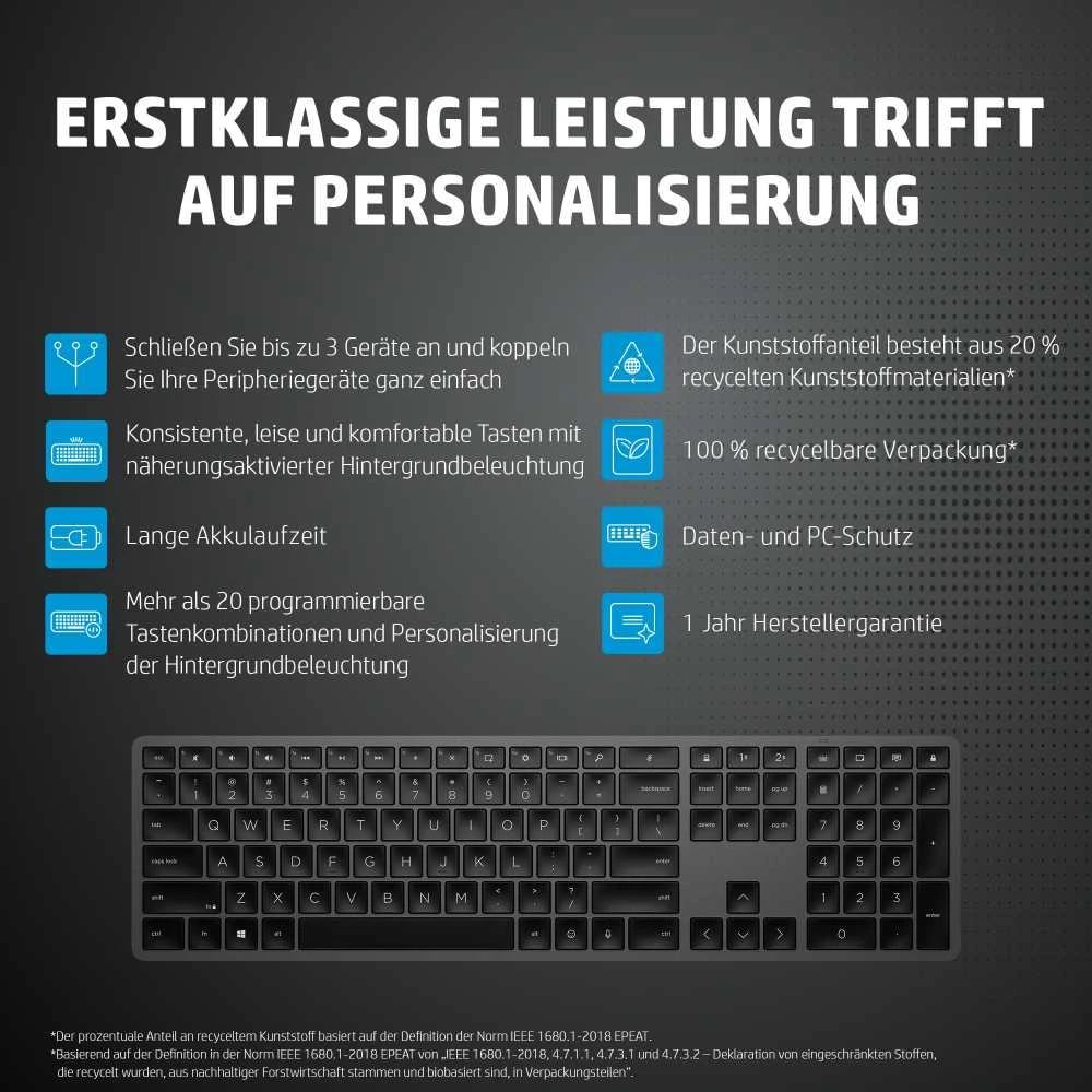 Klaviatūra Hewlett Packard (HP) HP 975 DUAL-MODE WL KBD - .