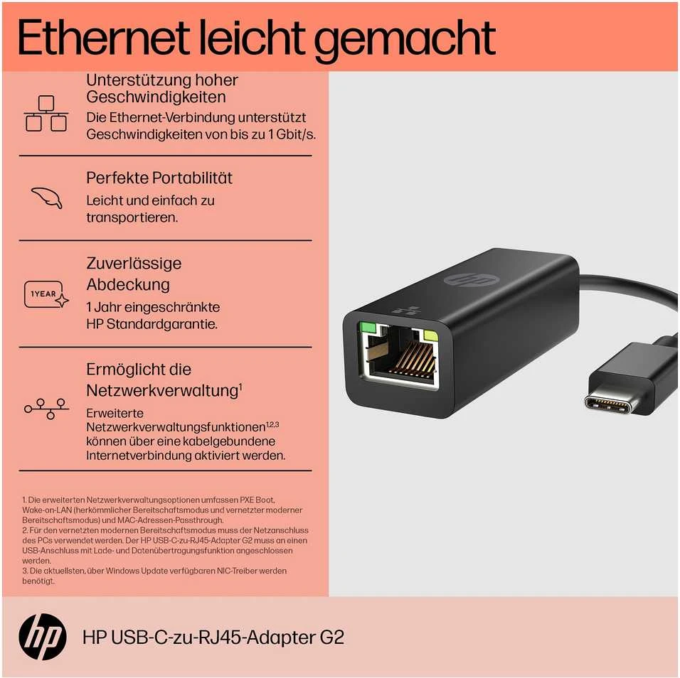Adapteris HP 4Z534AA USB-C į RJ45