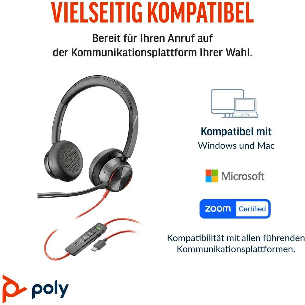 HP Poly Ausinės 8X223AA / Blackwire 8225 Juodas