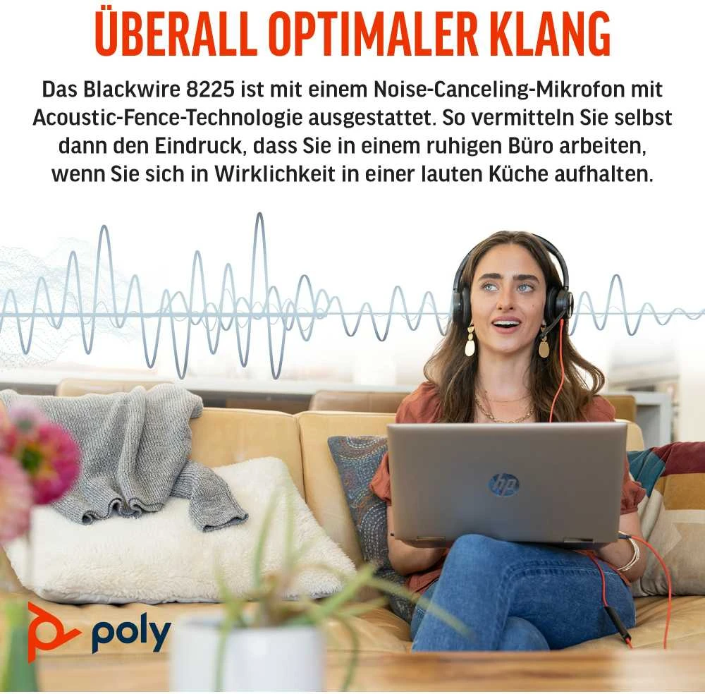 HP Poly Ausinės 8X223AA / Blackwire 8225 Juodas