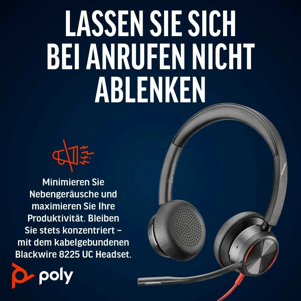 HP Poly Ausinės 8X223AA / Blackwire 8225 Juodas