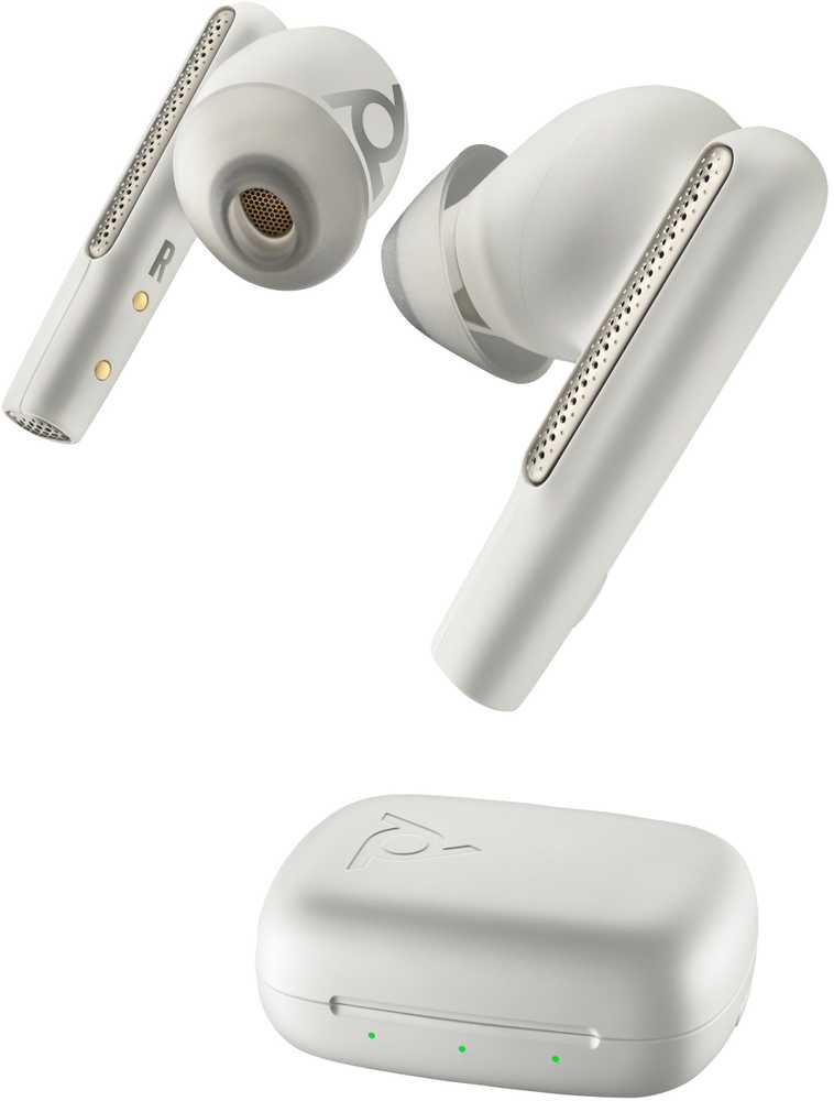 Hewlett Packard (HP) Poly Voyager Free 60 Bluetooth ausinės, BT700 USB-C adapteris, įkrovimo dėklas, baltas