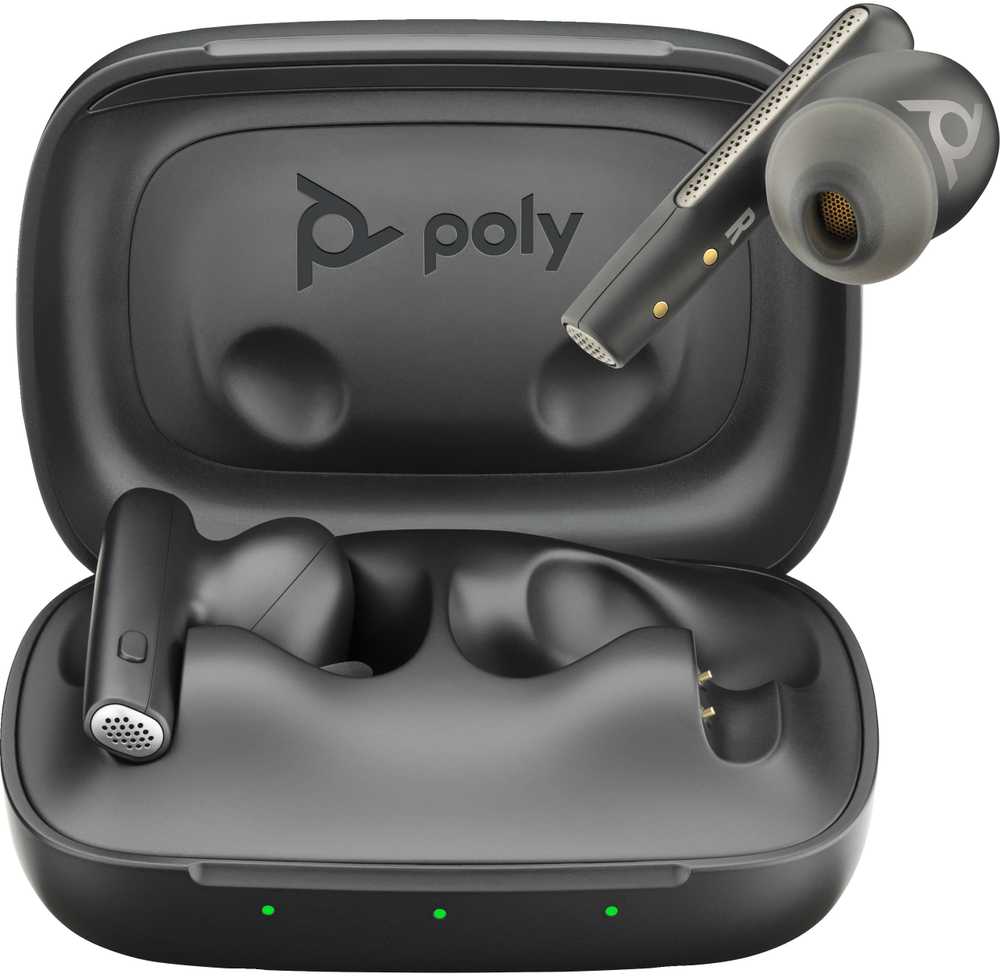 Hewlett Packard (HP) HP Poly Voyager Free 60 UC Carbon Juodas ausinės + BT700 USB-A adapteris + pagrindinis įkrovimo dėklas