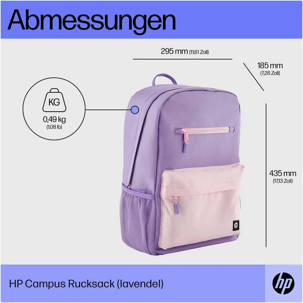 Hewlett Packard (HP) HP Campus 15.6 Backpack - 17 Liter Capacity - Lavender, Rožinė