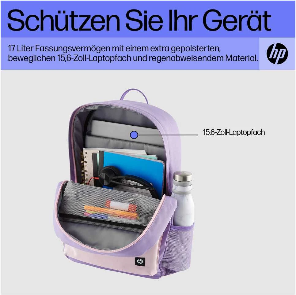 Hewlett Packard (HP) HP Campus 15.6 Backpack - 17 Liter Capacity - Lavender, Rožinė