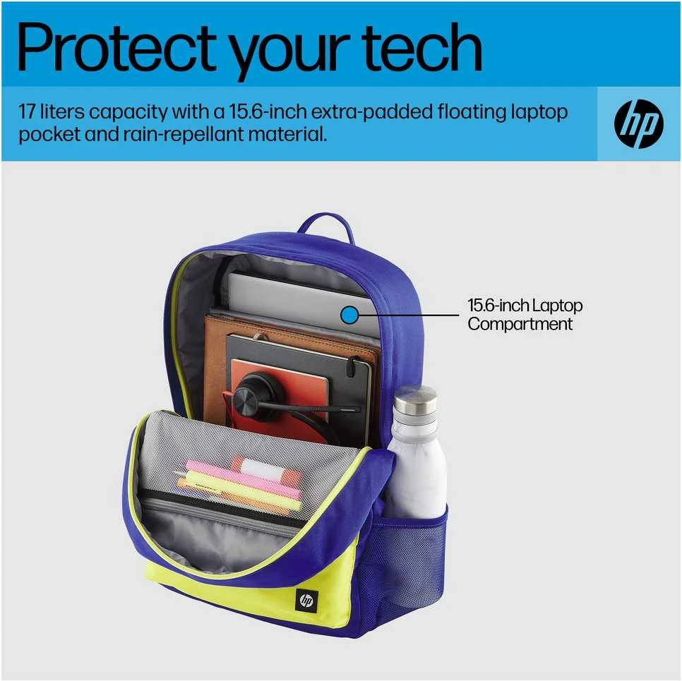 Hewlett Packard (HP) HP Campus 15.6 Backpack - 17 Liter Capacity - Žalias, Light Pilkas