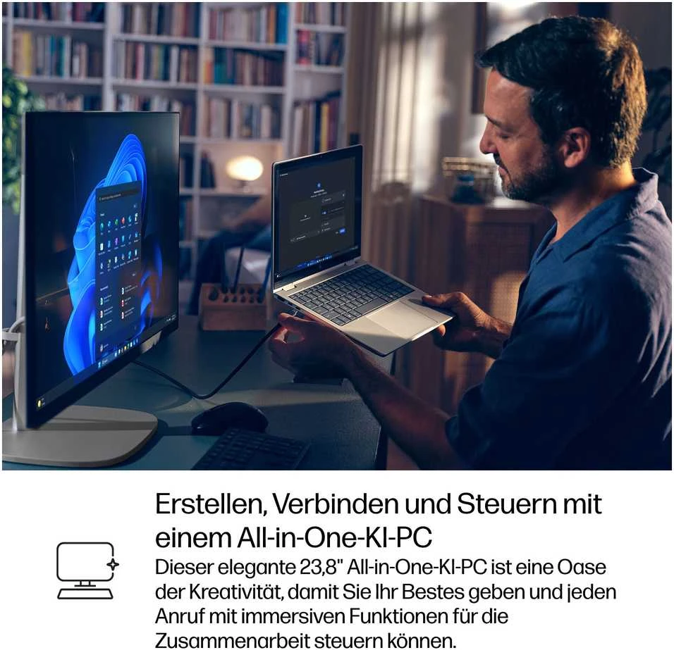 HP Elite Studio 8 AiO stacionarus kompiuteris, Intel Core Ultra 5 245, 60,45 cm (23,8 colio), FHD 16 GB, 512 GB SSD, W11P 3J Gar (DE)