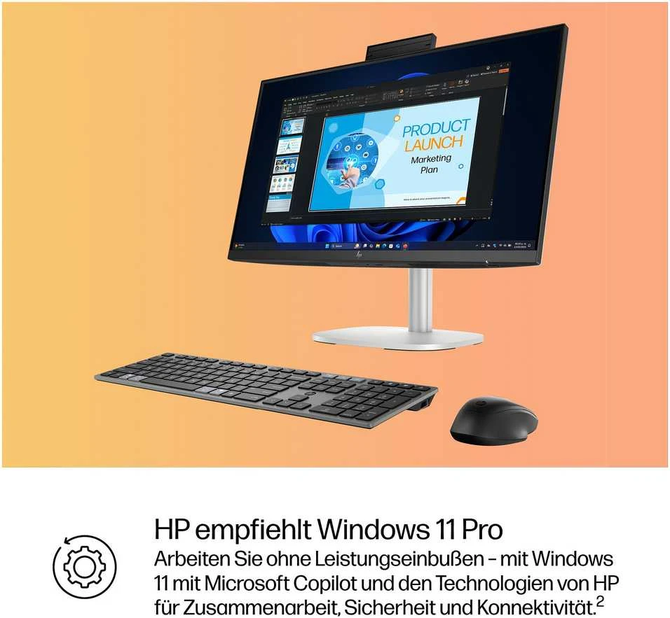 HP Elite Studio 8 AiO stacionarus kompiuteris, Intel Core Ultra 5 245, 60,45 cm (23,8 colio), FHD 16 GB, 512 GB SSD, W11P 3J Gar (DE)