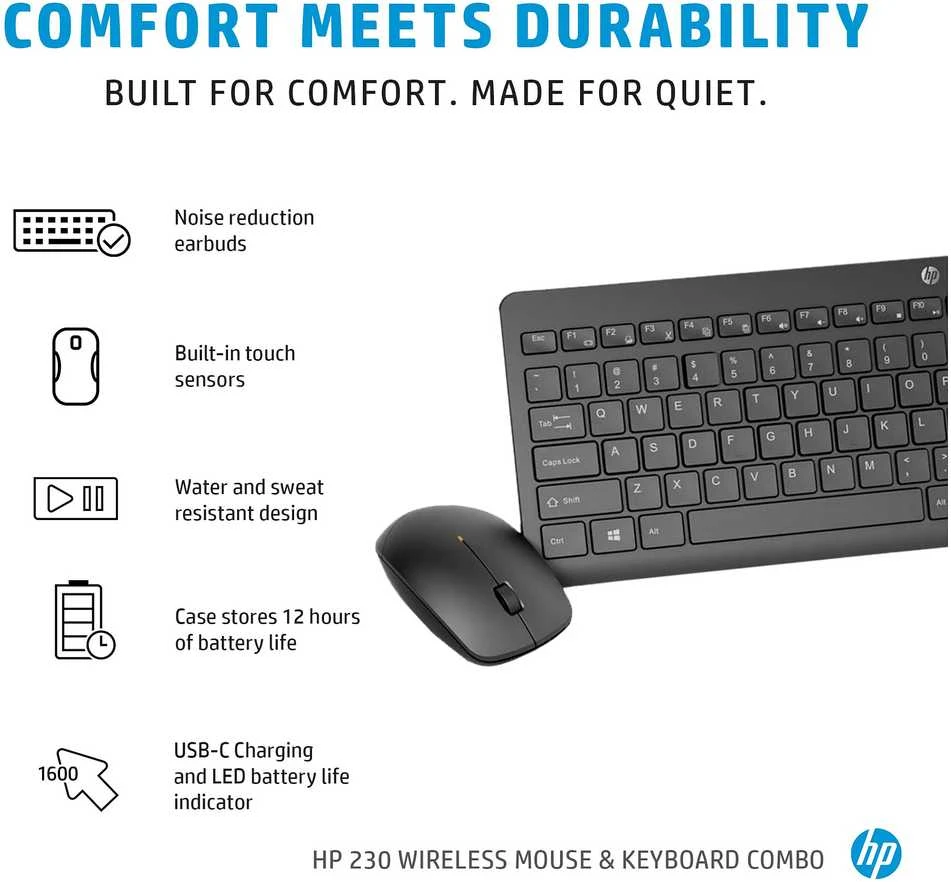 Hewlett Packard (HP) HP 230 Wireless Pelė Klaviatūra Combo - Juodas - US ENG