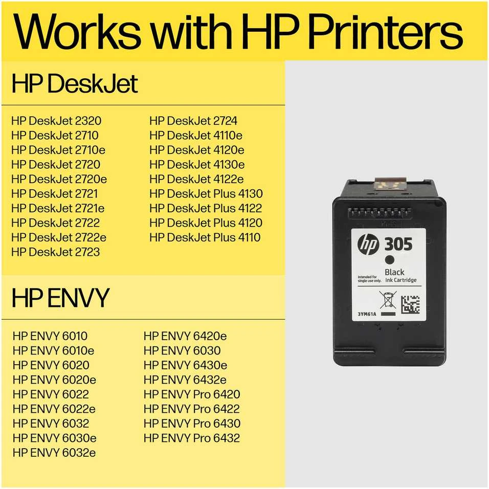 Hewlett Packard (HP) Originali HP 305 juoda rašalo kasetė