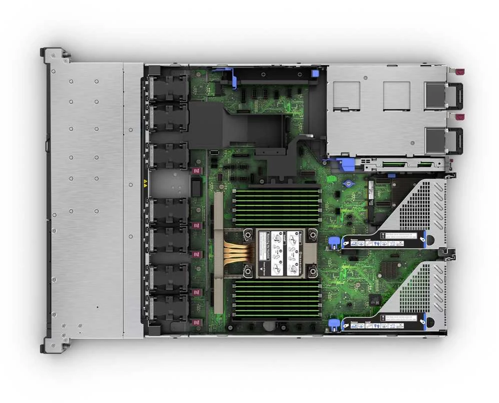 Hewlett Packard (HP) HPE ProLiant DL320 Gen11 4510 12c 1P 2x32GB-R 8SFF MR408i-o 2x480GB SATA SSD 2x1000W PS ES serveris