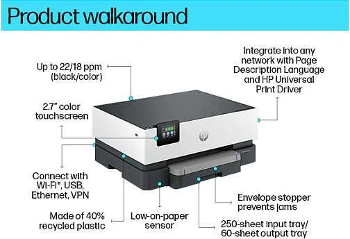 Hewlett Packard (HP) HP OfficeJet Pro 9110b Wireless Color Spausdintuvas, Two-sided spausdinimas