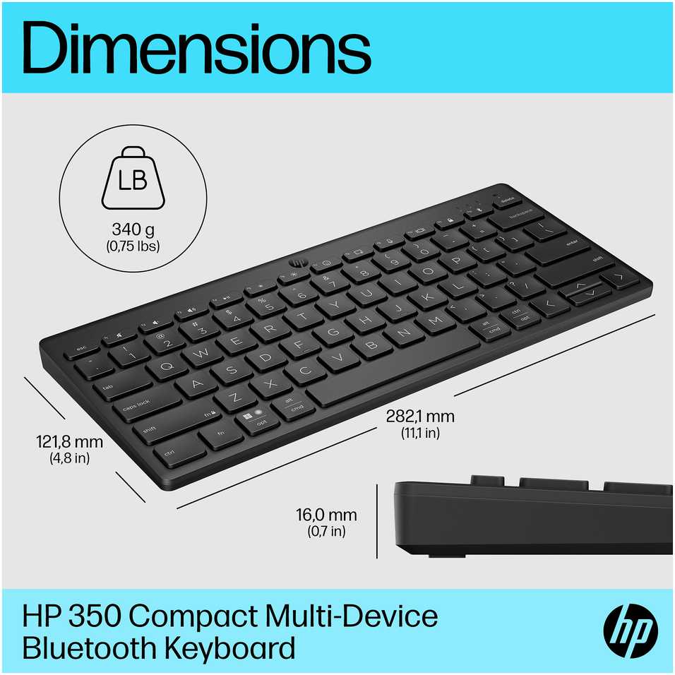 Klaviatūra Hewlett Packard (HP) HP 350 692S8AA DE-išdėstymas, Bluetooth, juodas