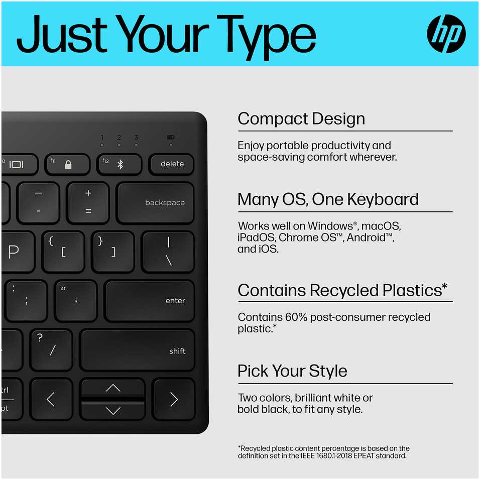 Klaviatūra Hewlett Packard (HP) HP 350 692S8AA DE-išdėstymas, Bluetooth, juodas