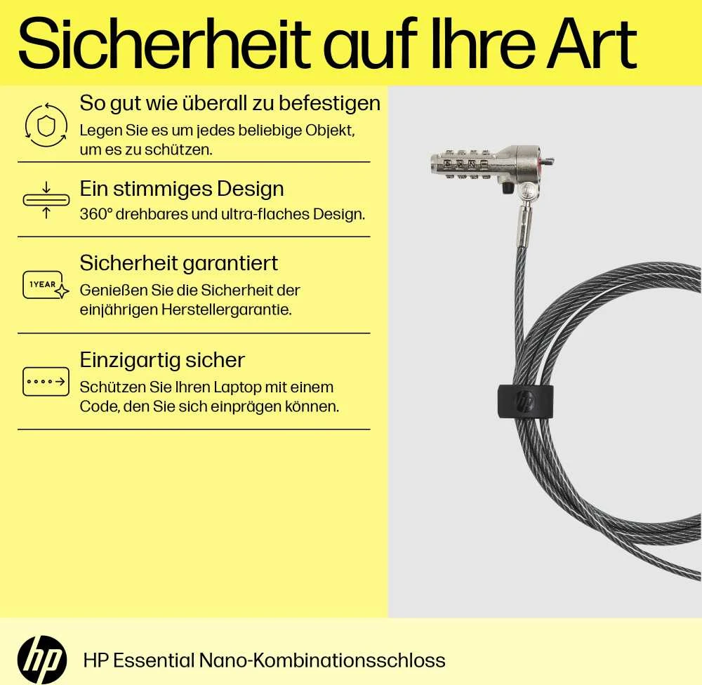HP Nano Essential kombinuotas kabelinis užraktas
