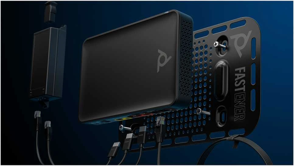 „Hewlett Packard“ (HP) „Poly Studio G62“ vaizdo konferencijų sistema su tvirtinimo plokštės komplektu, be radijo, be TAA, be lokalizacijos.