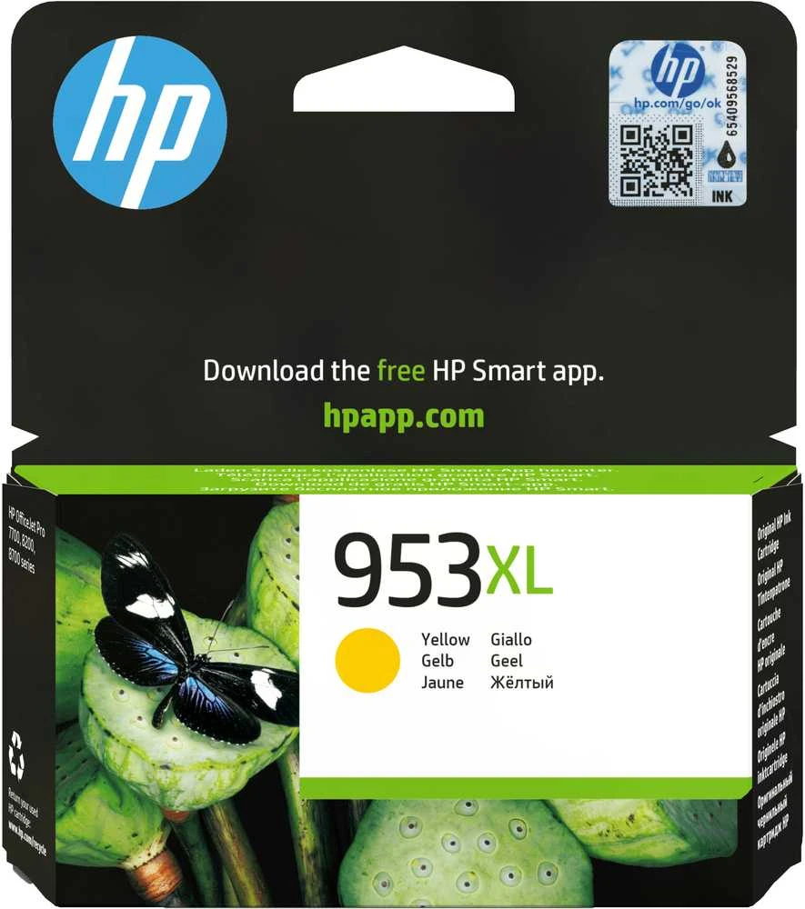 Hewlett Packard (HP) HP 953XL didelės talpos „Geltona“ originali rašalo kasetė, blisterinė pakuotė