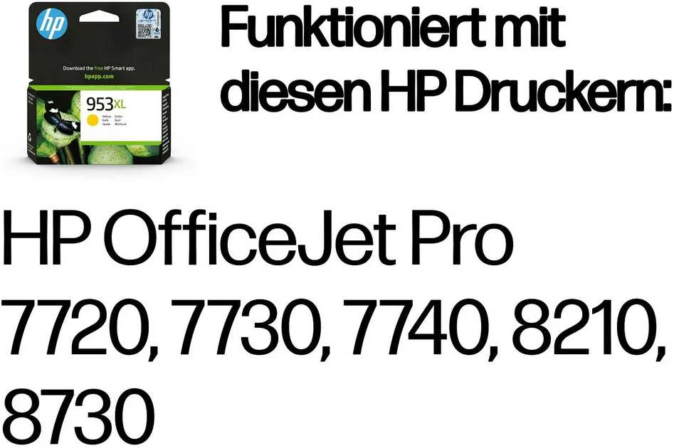 Hewlett Packard (HP) HP 953XL didelės talpos „Geltona“ originali rašalo kasetė, blisterinė pakuotė