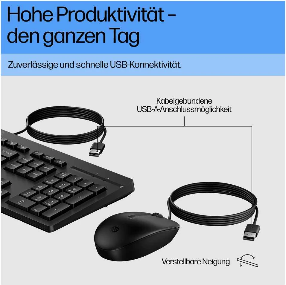 Klaviatūra ir pelė Kit HP 225 su laidu QWERTZ