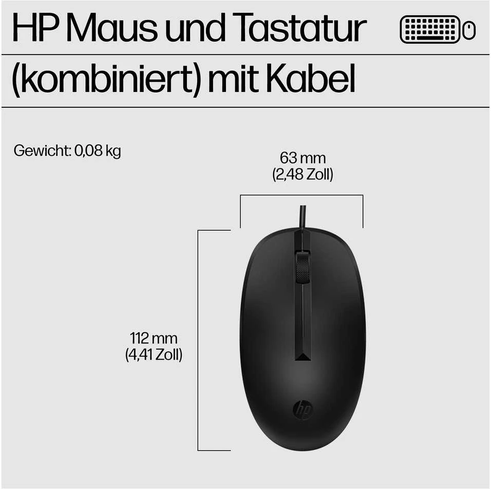 Klaviatūra ir pelė Kit HP 225 su laidu QWERTZ