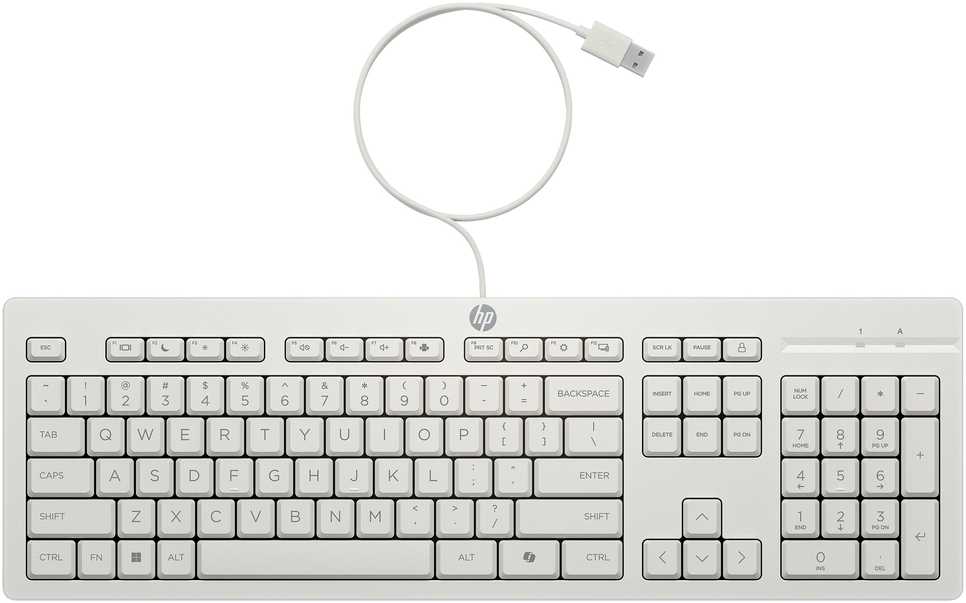 Klaviatūra Klaviatūros ir pelės rinkinys HP 225 su laidu Combo - QWERTZ - Baltas
