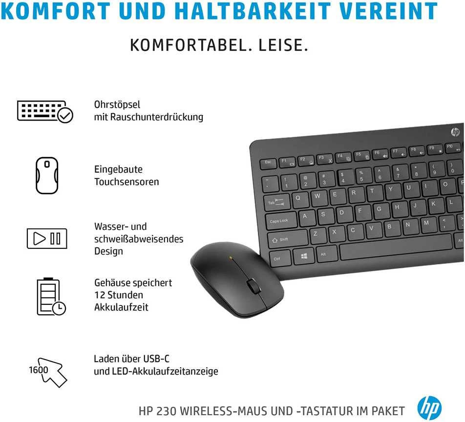 Klaviatūra Hewlett Packard (HP) HP 230 3L1F0AA DE maketas, baltas