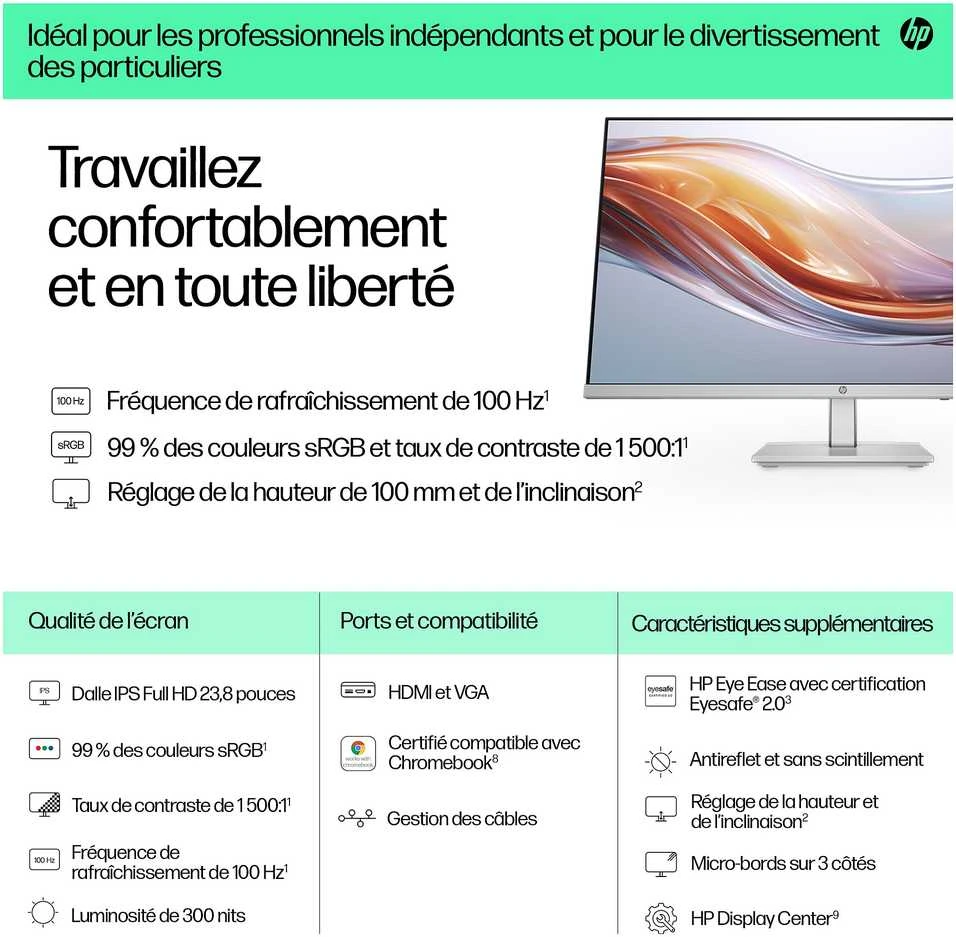 Hewlett Packard (HP) Monitorius - HP 23.8 colių Series 5 FHD 1920x1080 Aukščio Reguliuojamas