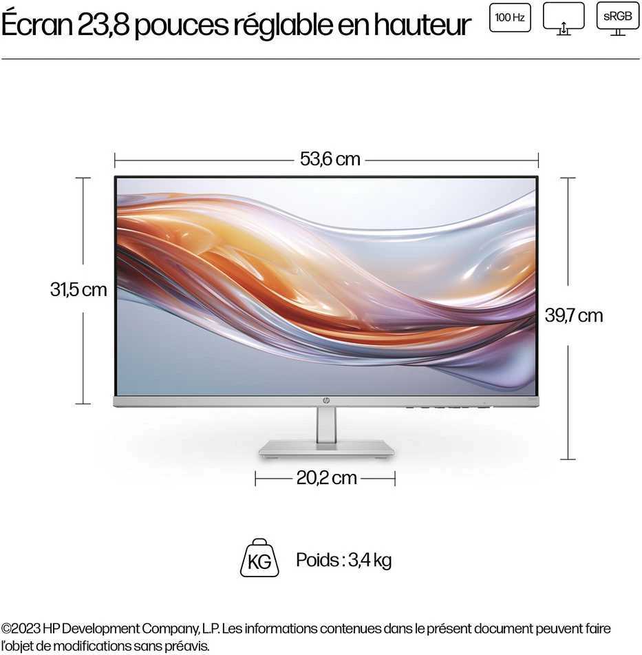 Hewlett Packard (HP) Monitorius - HP 23.8 colių Series 5 FHD 1920x1080 Aukščio Reguliuojamas
