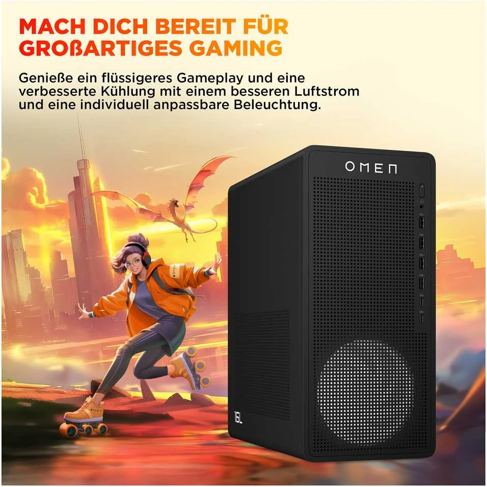 Stacionarus kompiuteris HP OMEN 16L TG03-0450ng, AMD Ryzen 5 8400F, 16 GB RAM, 512 GB SSD, NVIDIA GeForce RTX 5060, be OS
