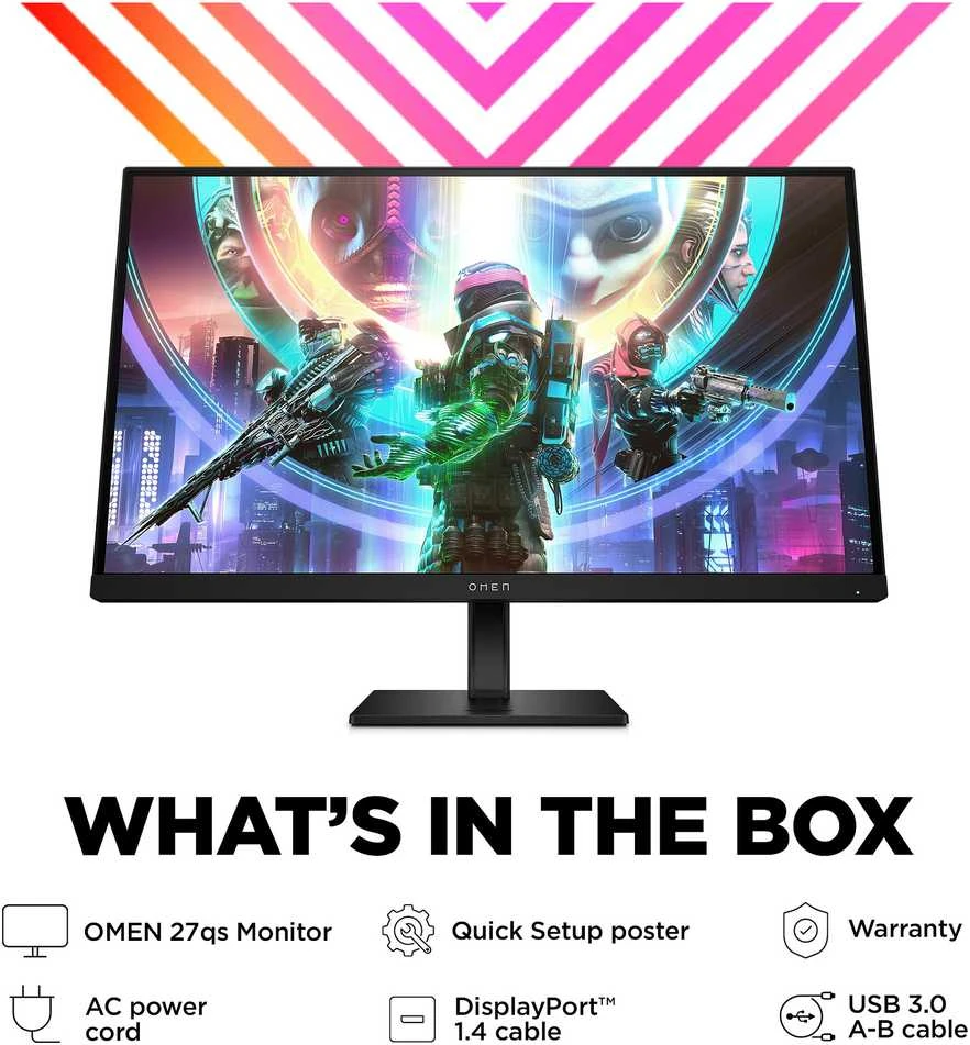 Žaidimų monitorius HP OMEN 27qs /QHD (2560 x 1440)/240Hz/ Gaming/IPS/400 nits/1 DisplayPort™ 1.4/ NVIDIA® G-SYNC®
