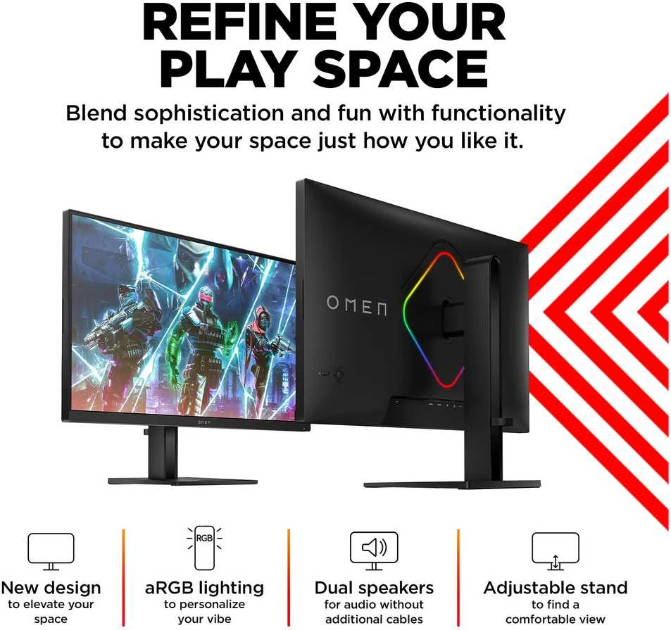 Žaidimų monitorius HP OMEN 27qs /QHD (2560 x 1440)/240Hz/ Gaming/IPS/400 nits/1 DisplayPort™ 1.4/ NVIDIA® G-SYNC®