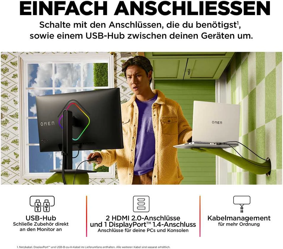 Hewlett Packard (HP) HP Žaidimų Monitorius - OMEN 27s 27" FHD 240Hz 1ms G-SYNC FreeSync Nuimamas Stovas