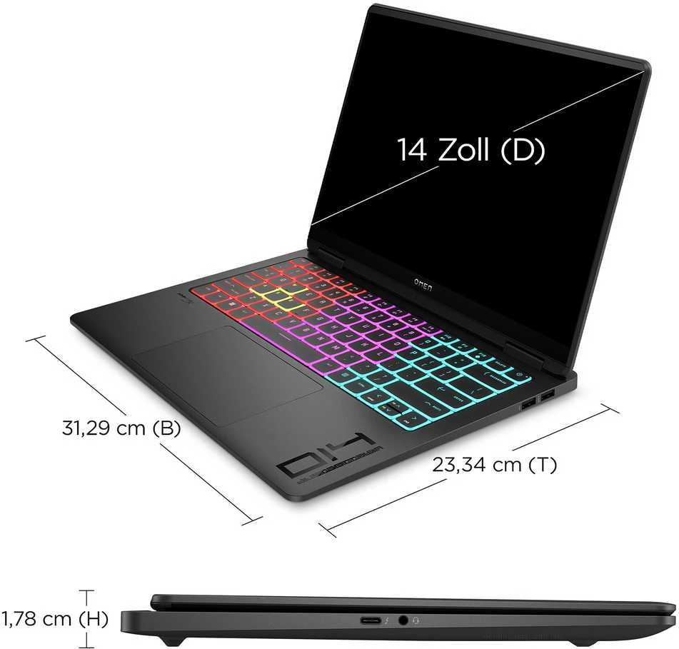Nešiojamas kompiuteris HP OMEN 14-fb0073ng 14.0" 2.8k OLED 120Hz, Intel Core Ultra 7-155H, 16GB RAM, 1TB SSD, RTX 4060, Windows 11