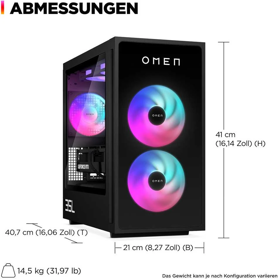 HP OMEN GT16-0066ng 35L žaidimų stacionarus kompiuteris, Core Ultra 7 265K, 32GB/1TB SSD, RTX 5070Ti, Win11