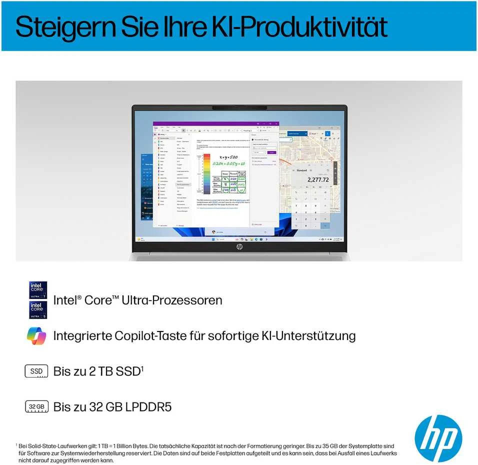 Nešiojamas kompiuteris HP OmniBook 5 16-af1173ng 16 colių įstrižainės WUXGA IPS ekranas, Intel Core Ultra 7 255U procesorius, 16 GB RAM, 512 GB SSD, Windows 11