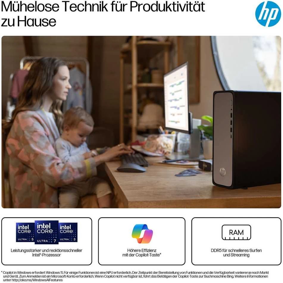 Stacionarus kompiuteris HP Omnidesk Slim Desktop S03-0153ng - Intel i5-14400, 16GB RAM, 512GB SSD, Intel UHD Grafik, W11