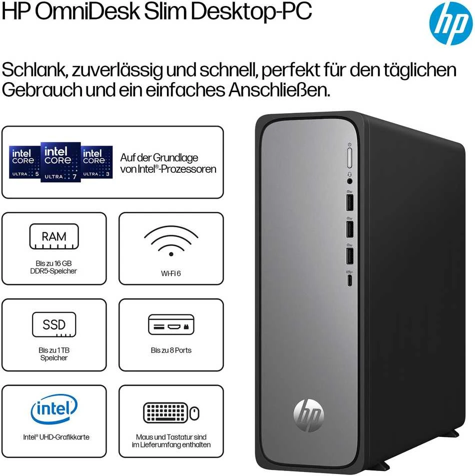 Stacionarus kompiuteris HP OmniDesk Slim S03-0475ng i7-14700 16GB/1TB SSD Windows 11 juodas