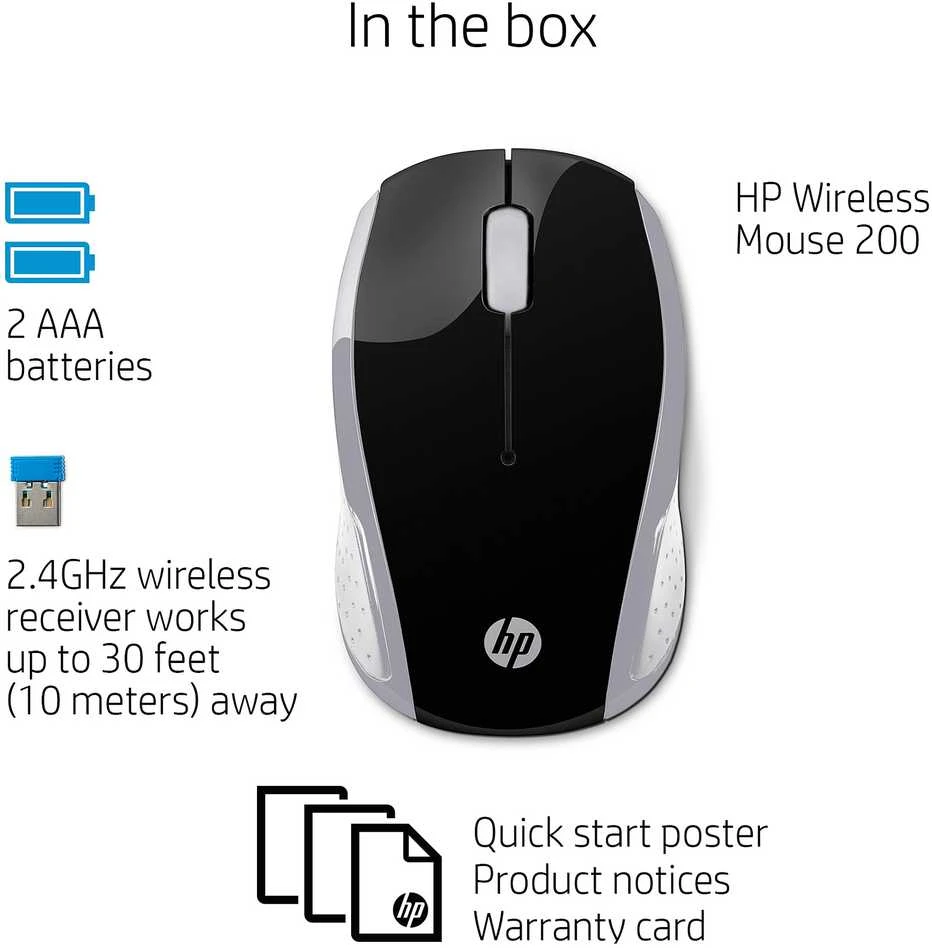 Hewlett Packard (HP) HP 200 Belaidė pelė - Pike Sidabrinis