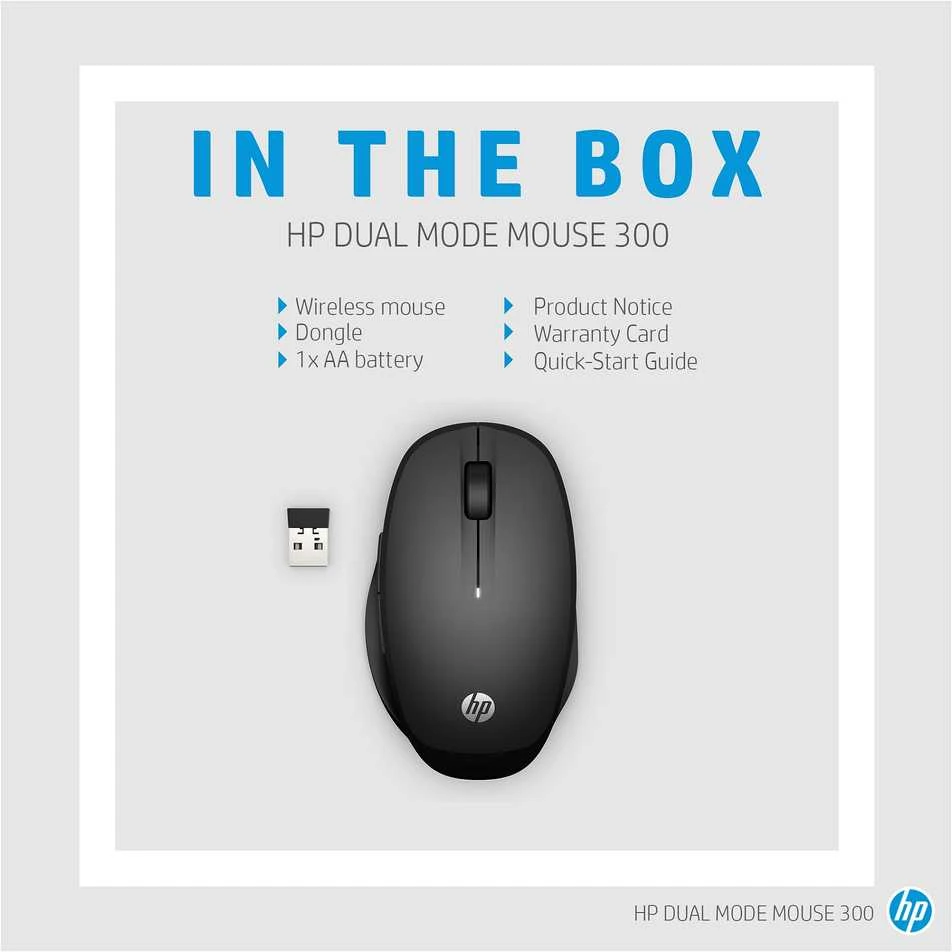 Hewlett Packard (HP) HP Wireless 300 Dual Mode Multi-Device Pelė - Juodas