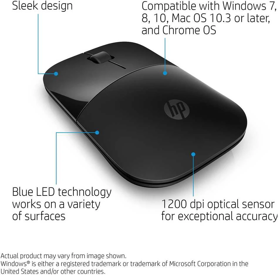 Hewlett Packard (HP) HP Z3700 Belaidė pelė - Juodas