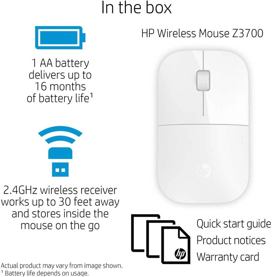 Hewlett Packard (HP) HP Z3700 belaidė pelė – balta