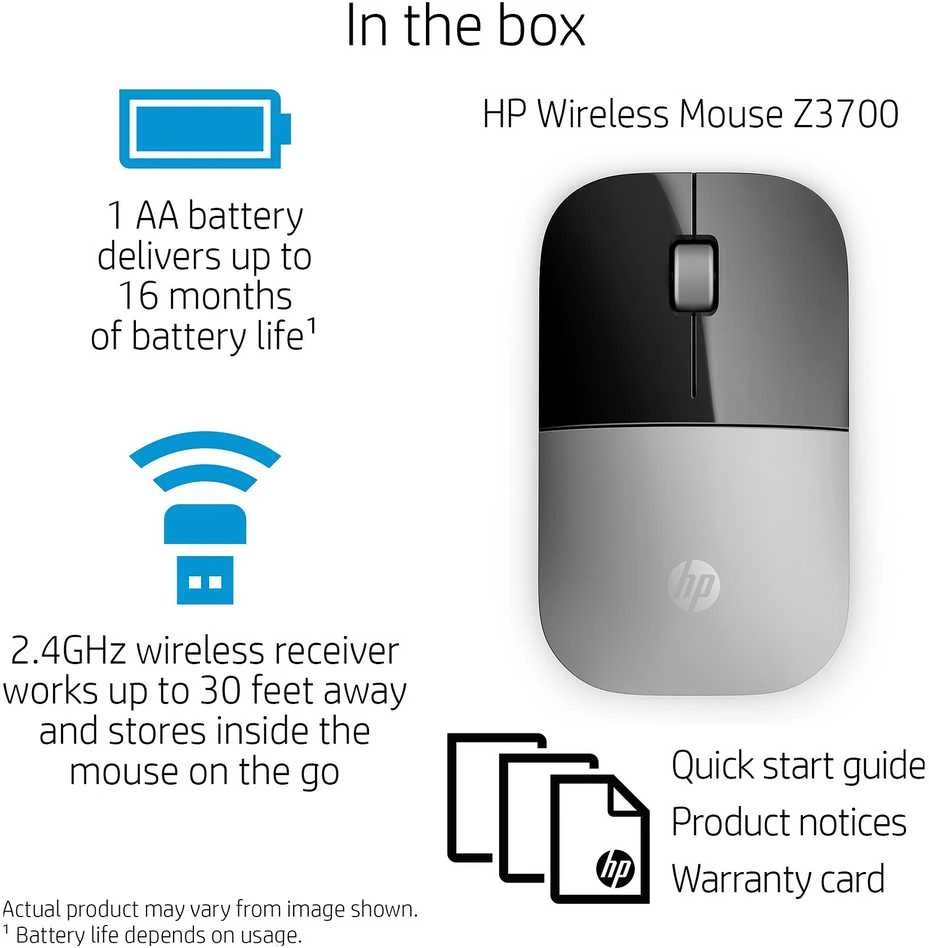 Hewlett Packard (HP) HP Z3700 Belaidė pelė - Sidabrinis