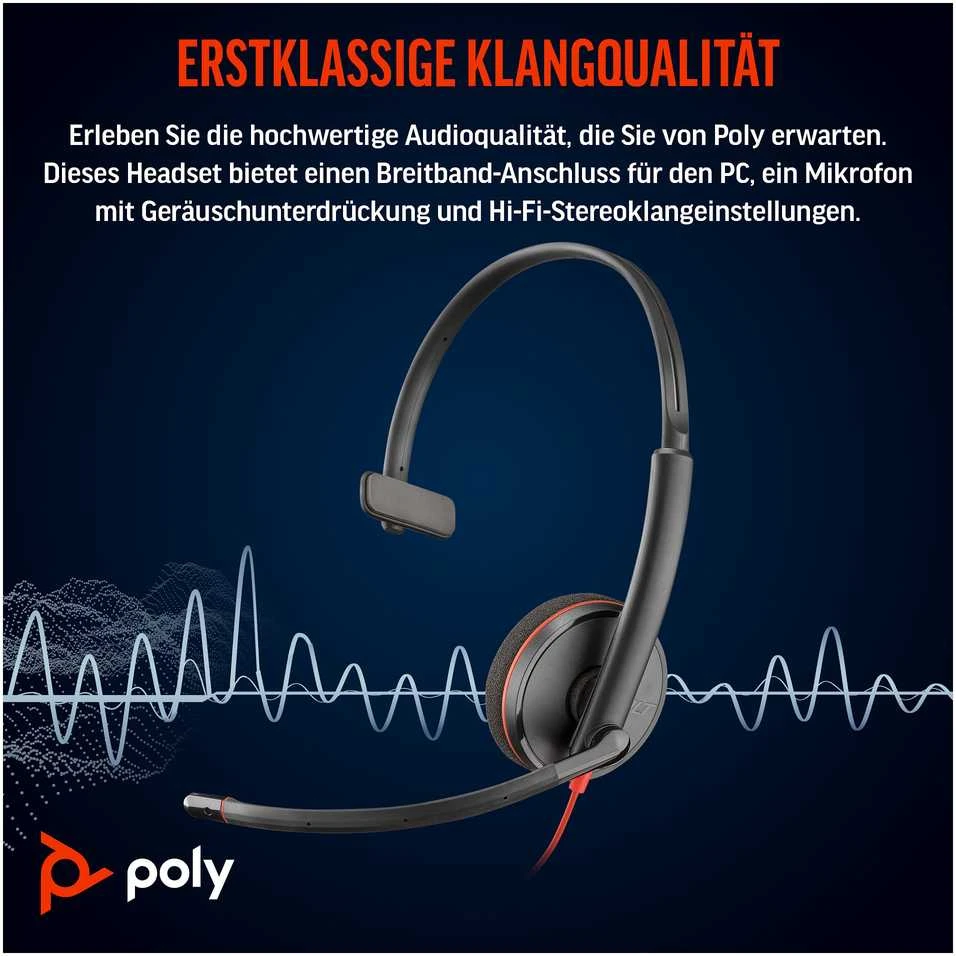 Hewlett Packard (HP) HP Poly Blackwire 3210 Vienpusės USB-C Ausinės +USB-C/A Adapteris
